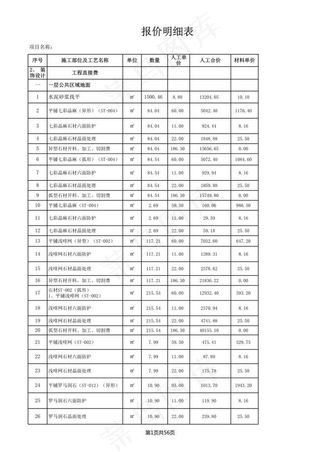 大酒店装饰报价表(预算书)