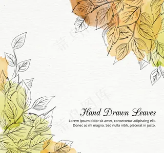 手绘水彩树叶背景