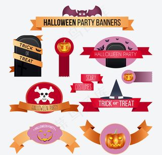10款彩色万圣节标签矢量图