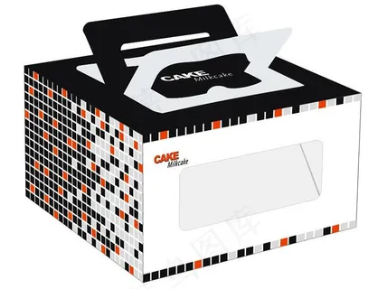 手提开窗蛋糕盒展开图