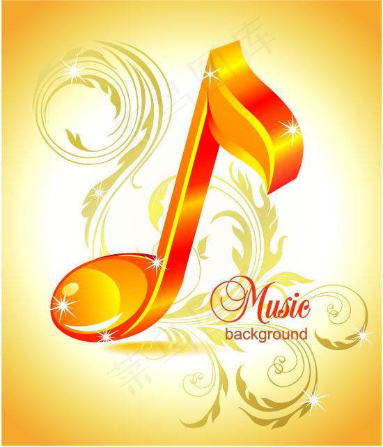 立体音乐符号花纹背景矢量素材
