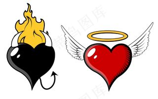 天使和邪恶的心向量图