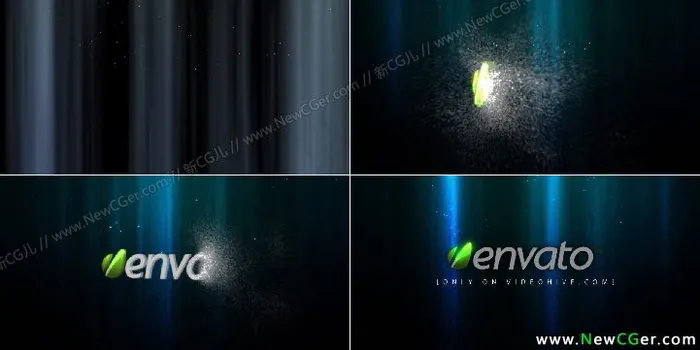 夜空中粒子汇聚成logo的效果,含...