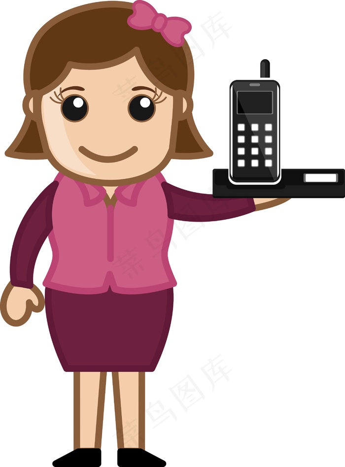 手机办公人物插画矢量