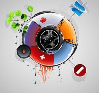 墨迹轮胎指示牌背景图片