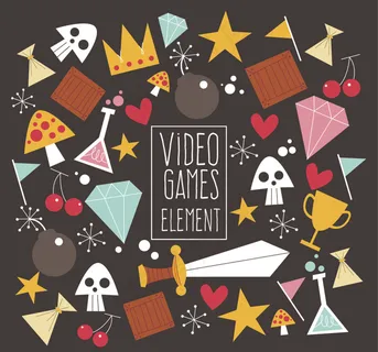 分类视频游戏扁平化风格元素