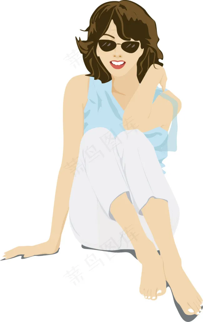 墨镜美女ai矢量模版下载