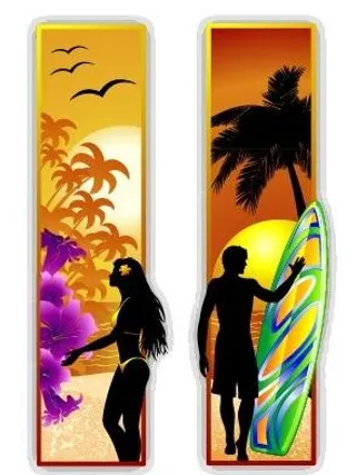 男性和女性旅游banner矢量剪影