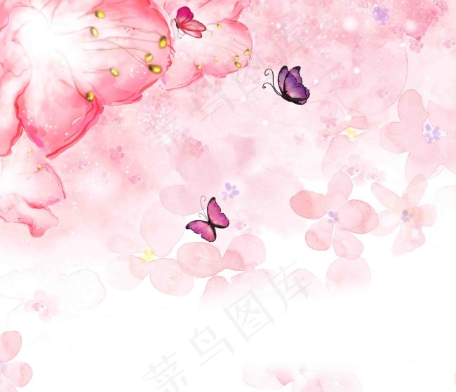 S-001现代泼墨樱花蝴蝶背景墙(4111X3537(DPI:300))psd模版下载