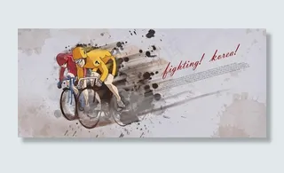 手绘人物 场地自行车图片