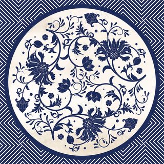 中国中式和风民族风格蓝色花纹瓷器手绘背景底纹图案矢量图片素材