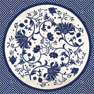 中国中式和风民族风格蓝色花纹瓷器手绘背景底纹图案矢量图片素材