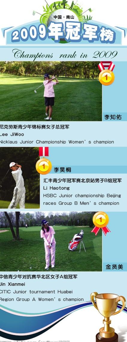 高尔夫球学校冠军榜易拉宝图片