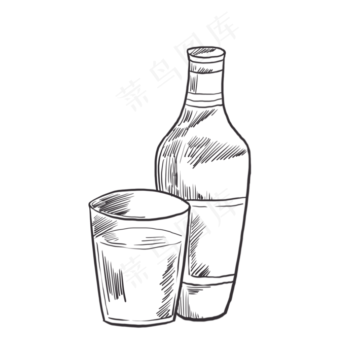 酒瓶酒杯手绘线稿素材酒瓶酒杯手绘线稿素材psd模版下载