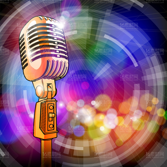 精美麦克风与潮流背景矢量素材