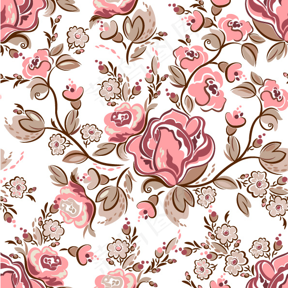 手绘花卉背景矢量3