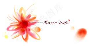 红色抽象水彩花朵背景PSD分