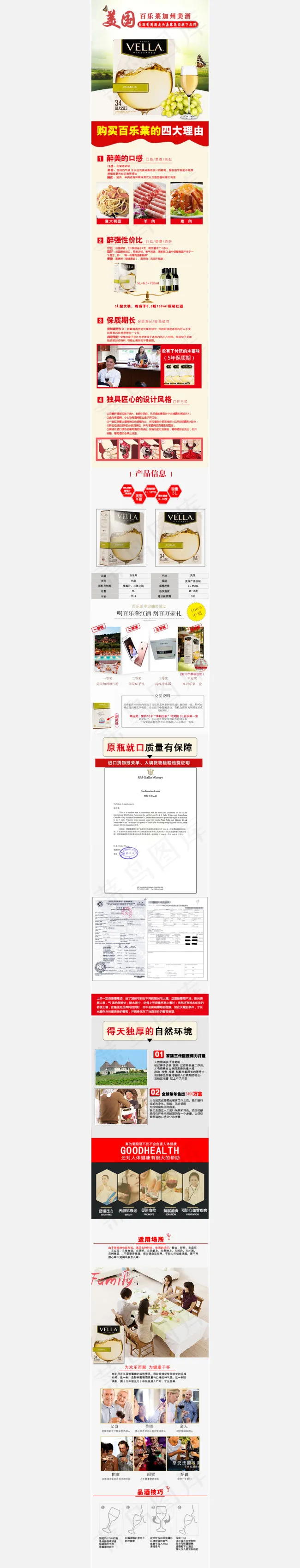 百乐莱红酒详情页psd模版下载