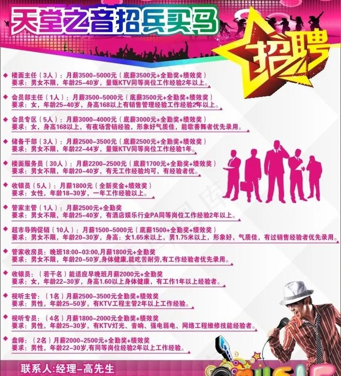 招聘 酒吧 ktv图片cdr矢量模版下载