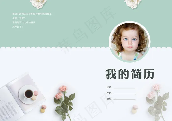 小升初成长简历个人简历模板(4961X3508(DPI:300))psd模版下载