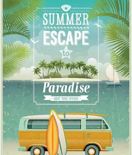 夏日沙滩风景图片