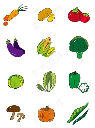 商用手绘矢量扁平化简约蔬菜组合商用手绘矢量扁平化简约蔬菜组合
