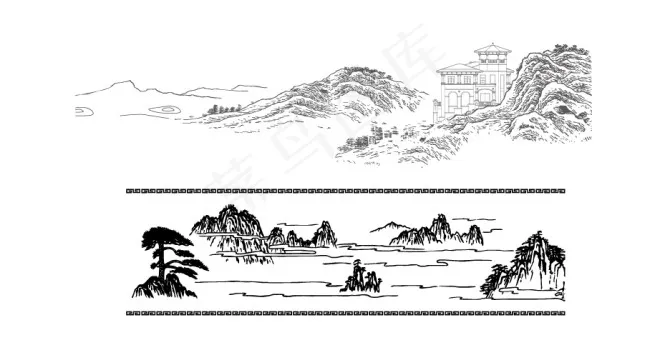 线描图-山ai矢量模版下载