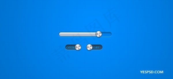 金属质感进度条按钮开关psd分层素...