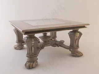 欧式茶几3d模型下载褐色