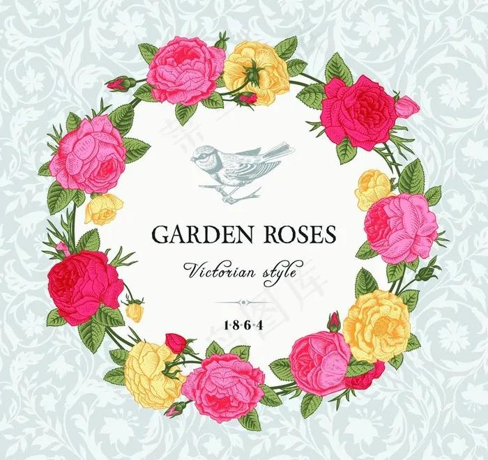 玫瑰鲜花花卡 花环图片