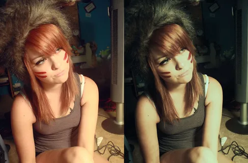 室内人像柔美冷色效果PS动作