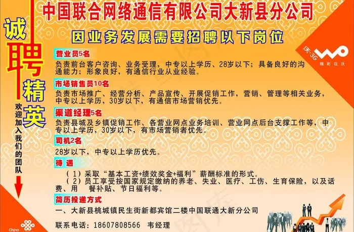 联通招聘 报纸图片cdr矢量模版下载