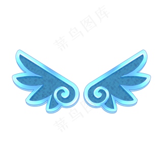 蓝色立体翅膀PNG素材蓝色立体翅膀PNG素材
