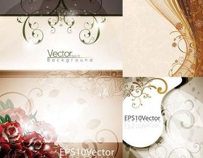 四个雅致的花纹背景矢量