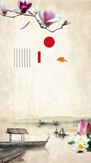 古典水墨风黑白淡雅H5背景