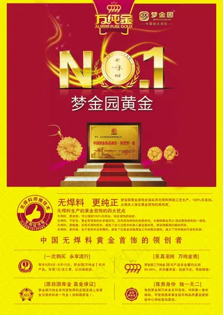 梦金园黄金品牌宣传海报PSD