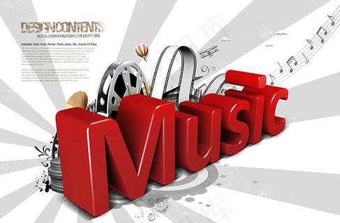 时尚音乐海报模板,music字体