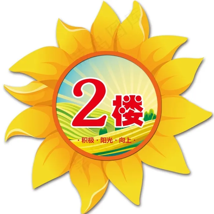 太阳花楼层指引牌psd模版下载