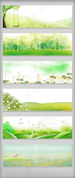 绿色清新唯美初春春季海报背景