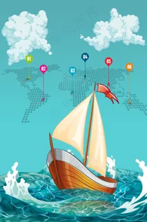 卡通海上丝绸之路背景设计