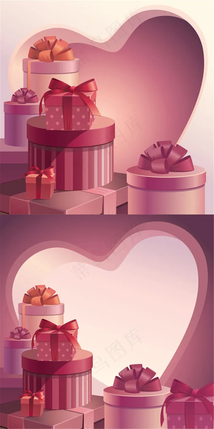 情人节粉色礼盒矢量素材eps,ai矢量模版下载