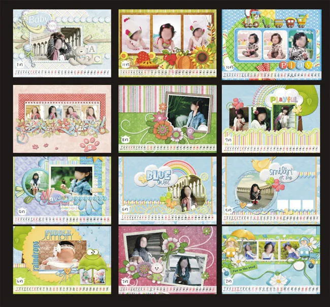 2012儿童台历模板PSD素材(2480X1713(DPI:300))psd模版下载
