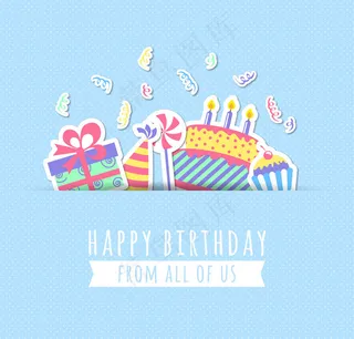 清新生日贺卡矢量素材