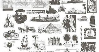 古典艺术剪贴画矢量素材-旅游休闲