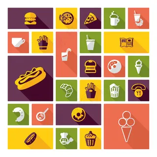 卡通快餐美食矢量图标