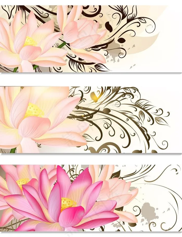 梦幻花纹花朵横幅图片eps,ai矢量模版下载