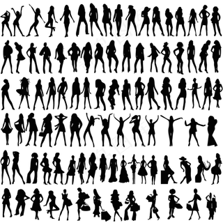 2017年黑白人物女性剪影素材