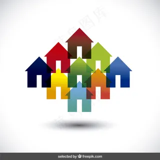 丰富多彩的半透明的房子的轮廓