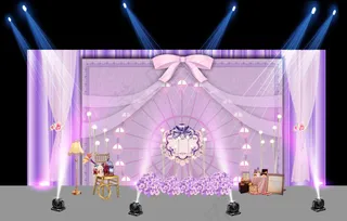 粉紫摩天轮公主风 留影区  婚礼 背景图