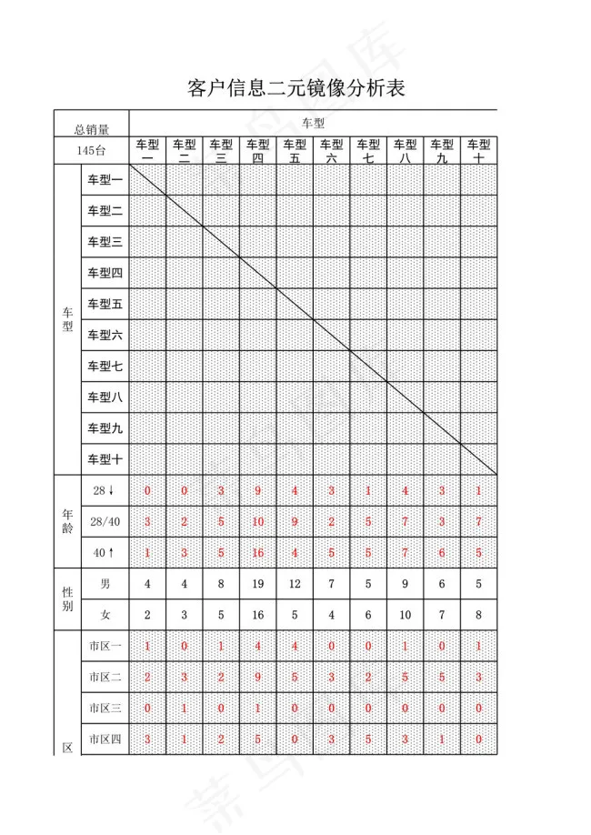 客户信息二元镜像分析表